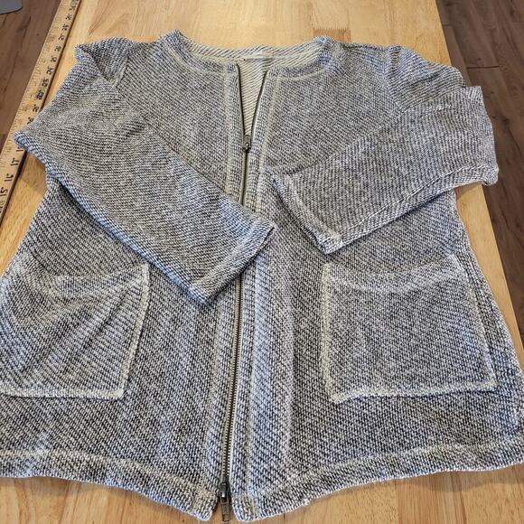 Eileen Fisher Sweaters - Eileen Fisher Gold Zip Knit Top Long Sleeve Pockets 100% Cotton 21" Pit 2 Pit XS